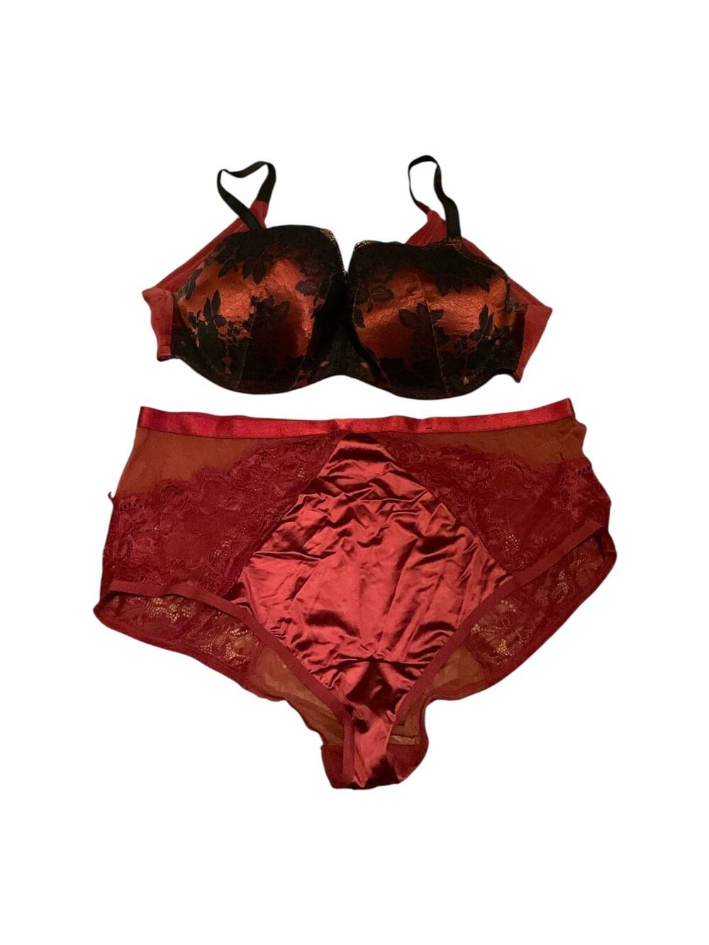 Torrid Curves Bra Set Women 42D Red Black